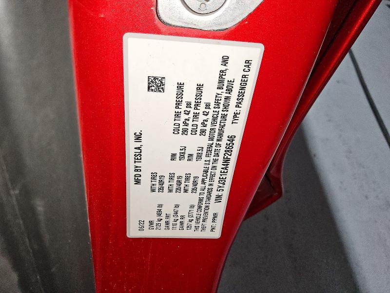 Aukcja sprzedaży 2022 Tesla Model 3, vin: 5YJ3E1EA4NF286546, numer aukcji: 50520656