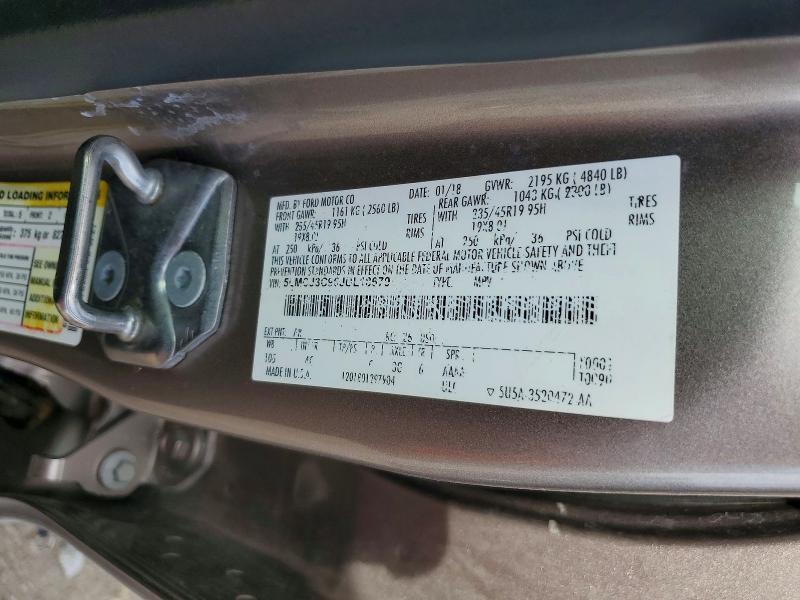 48051306 :رقم المزاد ، 5LMCJ3C96JUL18679 vin ، 2018 Lincoln Mkc مزاد بيع