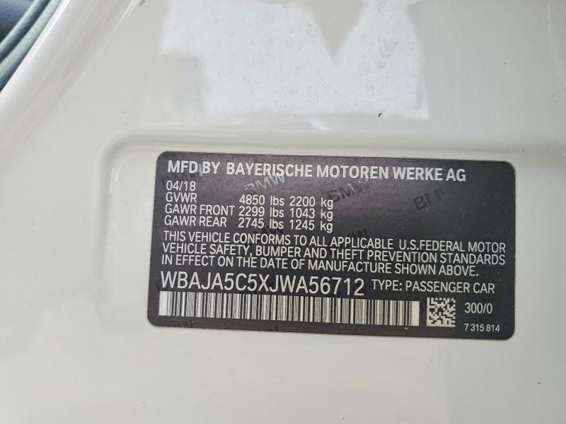 48873546 :رقم المزاد ، WBAJA5C5XJWA56712 vin ، 2018 Bmw 530 مزاد بيع