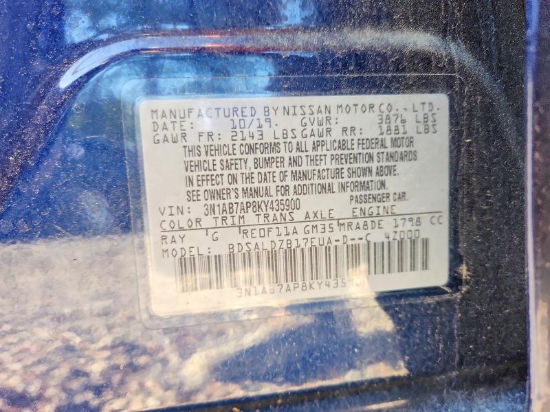 49407656 :رقم المزاد ، 3N1AB7AP8KY435900 vin ، 2019 Nissan Sentra مزاد بيع