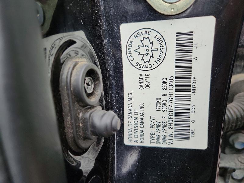 46178866 :رقم المزاد ، 2HGFC1F47GH113405 vin ، 2016 Honda Civic مزاد بيع
