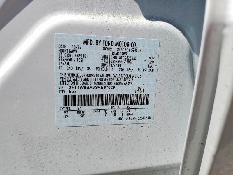 50417886 :رقم المزاد ، 3FTTW8BA6SRB67529 vin ، 2025 Ford Maverick مزاد بيع