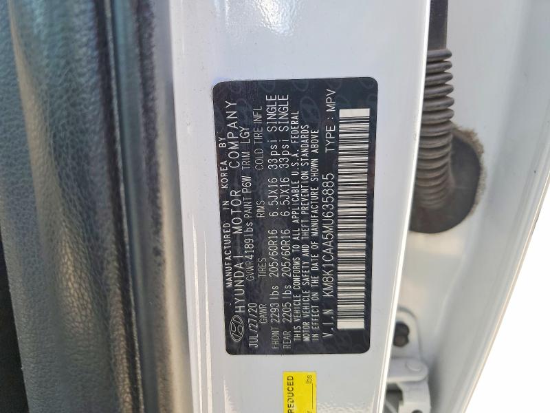 Продаж на аукціоні авто 2021 Hyundai Kona, vin: KM8K1CAA5MU635885, номер лоту: 52088346