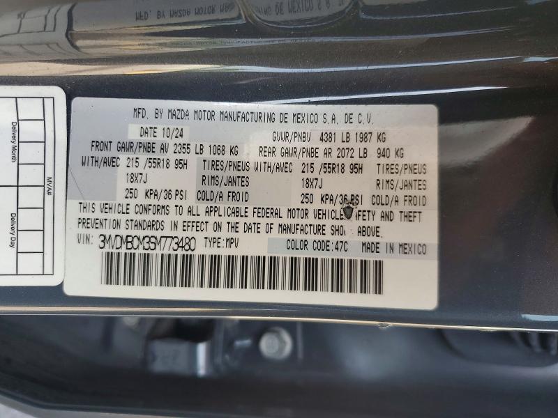 51517936 :رقم المزاد ، 3MVDMBCM3SM773480 vin ، 2025 Mazda Cx-30 مزاد بيع