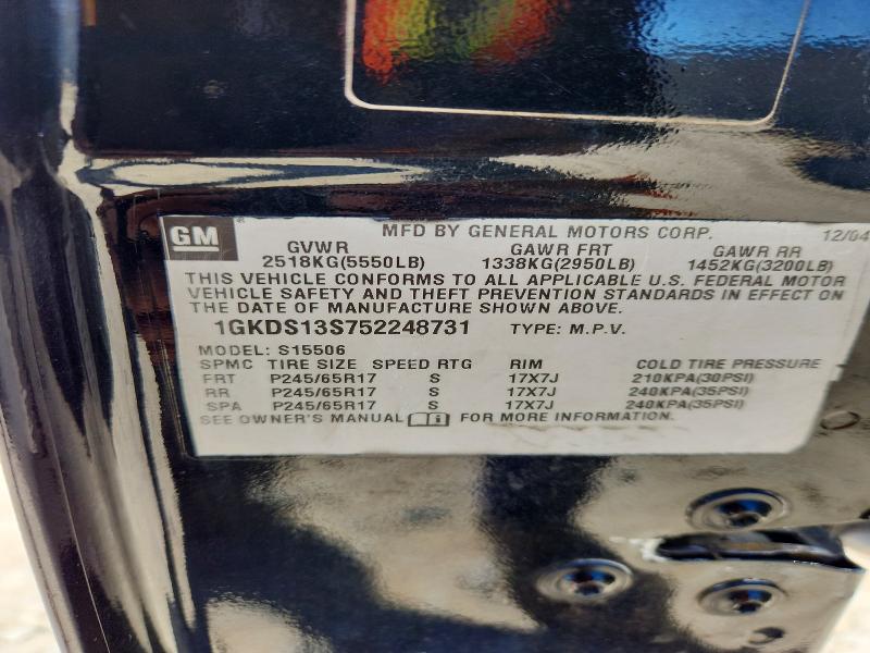 2005 Gmc Envoy მანქანა იყიდება აუქციონზე, vin: 1GKDS13S752248731, აუქციონის ნომერი: 48803286
