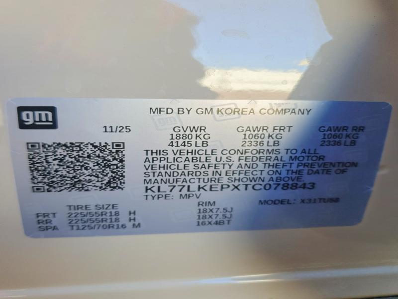 51336546 :رقم المزاد ، KL77LKEPXTC078843 vin ، 2026 Chevrolet Trax مزاد بيع