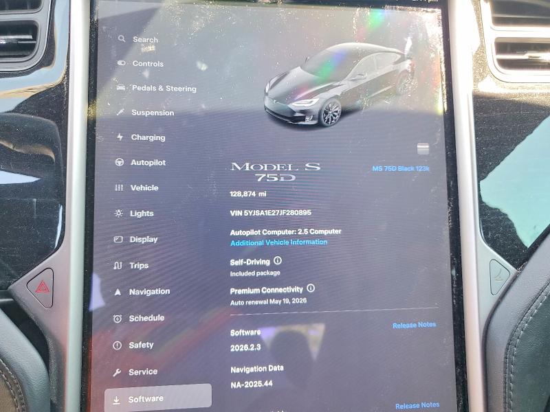 51371646 :رقم المزاد ، 5YJSA1E27JF280895 vin ، 2018 Tesla Model S مزاد بيع