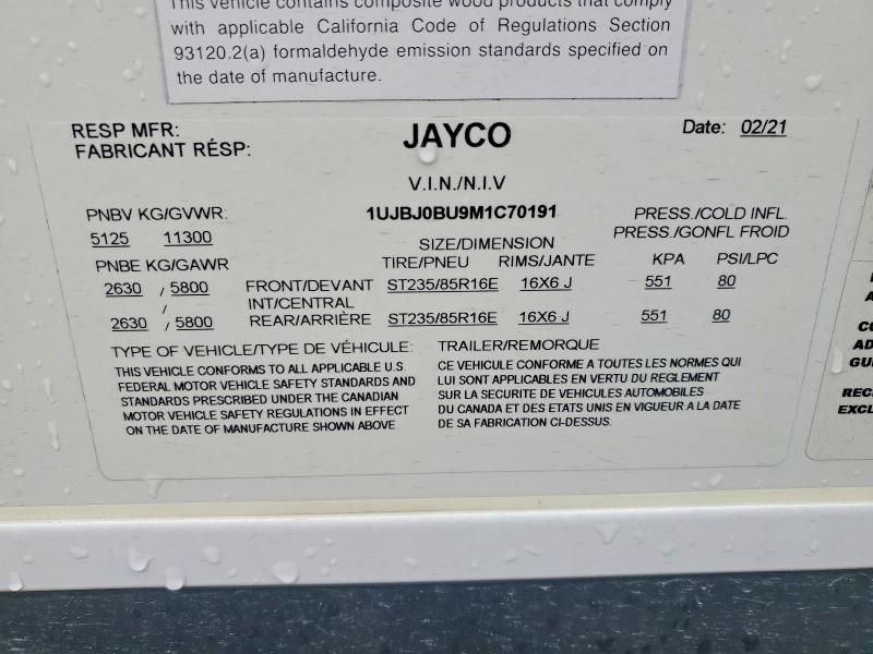 Aukcja sprzedaży 2021 Jayco Eagle, vin: 1UJBJ0BU9M1C70191, numer aukcji: 49225736