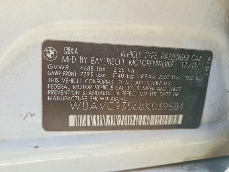 Продажа на аукционе авто 2008 Bmw 328, vin: WBAVC93568K039584, номер лота: 49145496