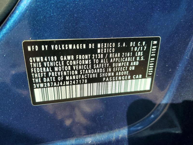 48765996 :رقم المزاد ، 3VW2B7AJ4JM247178 vin ، 2018 Volkswagen Jetta مزاد بيع