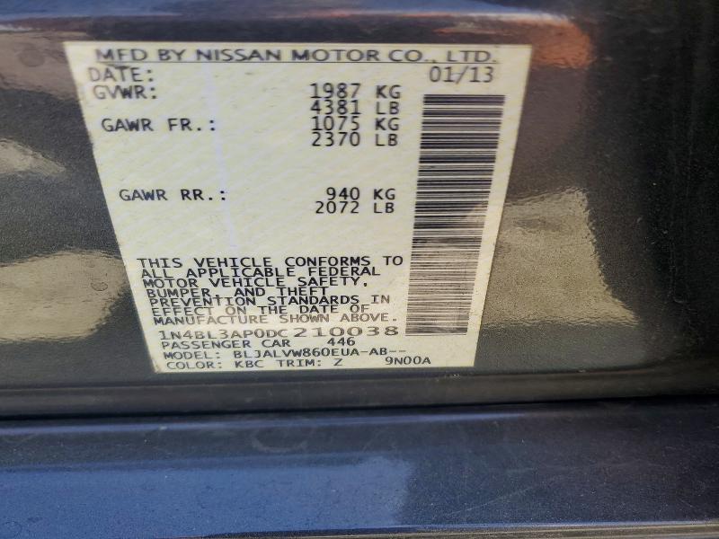 Продаж на аукціоні авто 2013 Nissan Altima, vin: 1N4BL3AP0DC210038, номер лоту: 50821796