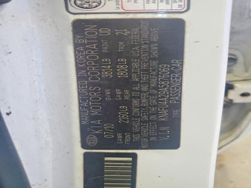 50823416 :رقم المزاد ، KNAFU4A29A5876069 vin ، 2010 Kia Forte مزاد بيع