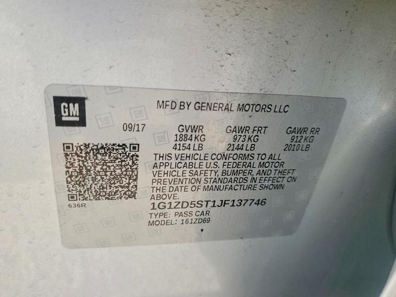 Продаж на аукціоні авто 2018 Chevrolet Malibu, vin: 1G1ZD5ST1JF137746, номер лоту: 48985786