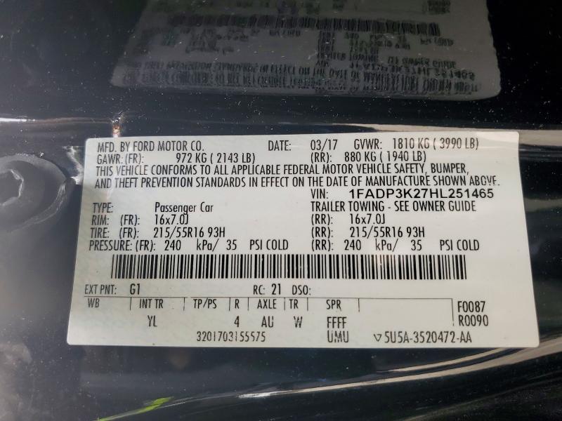 Aukcja sprzedaży 2017 Ford Focus, vin: 1FADP3K27HL251465, numer aukcji: 48925256