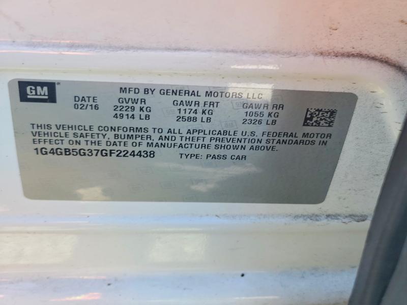 Продаж на аукціоні авто 2016 Buick Lacrosse, vin: 1G4GB5G37GF224438, номер лоту: 50115226