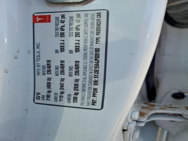 Продаж на аукціоні авто 2018 Tesla Model 3, vin: 5YJ3E1EA4JF009180, номер лоту: 49431506