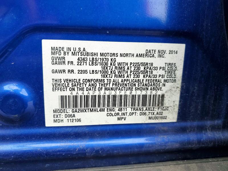 Продаж на аукціоні авто 2015 Mitsubishi Outlander Sport, vin: 4A4AP3AU3FE017382, номер лоту: 49328736