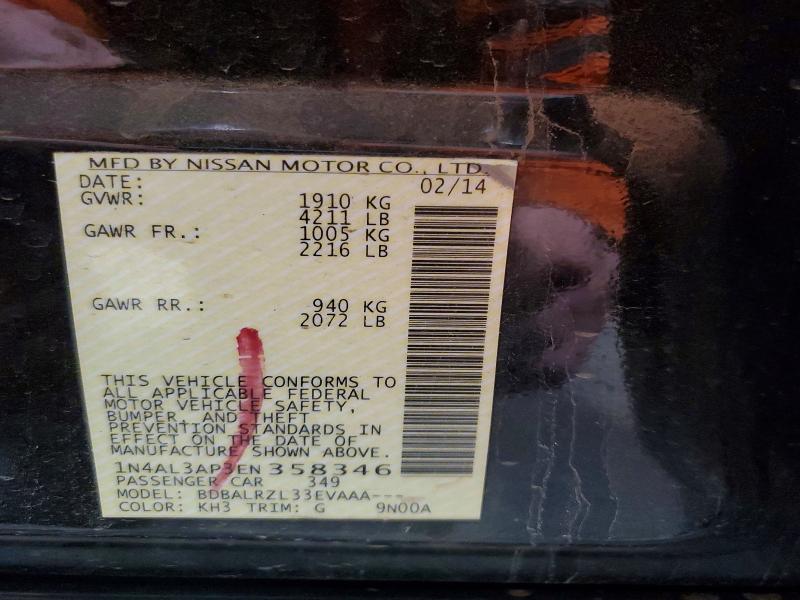 Aukcja sprzedaży 2014 Nissan Altima, vin: 1N4AL3AP3EN358346, numer aukcji: 50172966