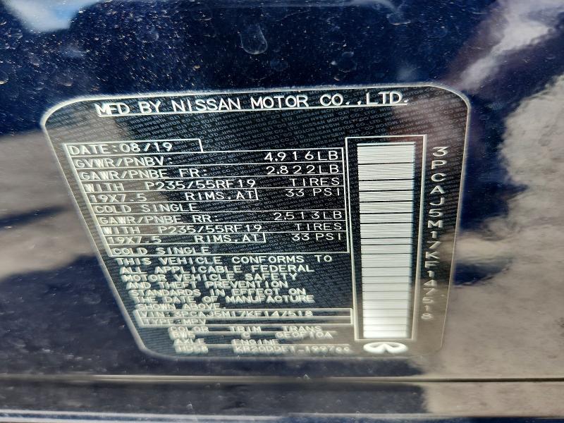 Aukcja sprzedaży 2019 Infiniti Qx50, vin: 3PCAJ5M17KF147518, numer aukcji: 50530366