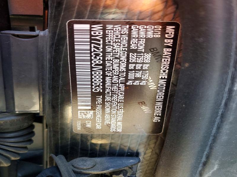 Продаж на аукціоні авто 2018 Bmw I3, vin: WBY7Z2C58JVB88635, номер лоту: 50412676