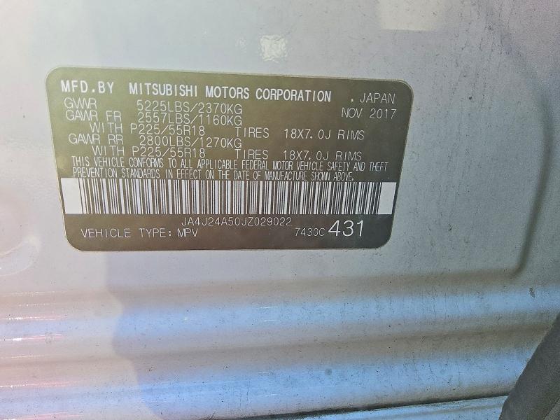 Продаж на аукціоні авто 2018 Mitsubishi Outlander, vin: JA4J24A50JZ029022, номер лоту: 47843256