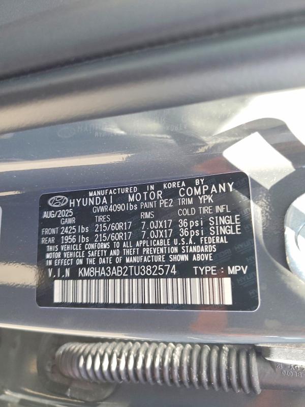 Aukcja sprzedaży 2026 Hyundai Kona, vin: KM8HA3AB2TU382574, numer aukcji: 50793806