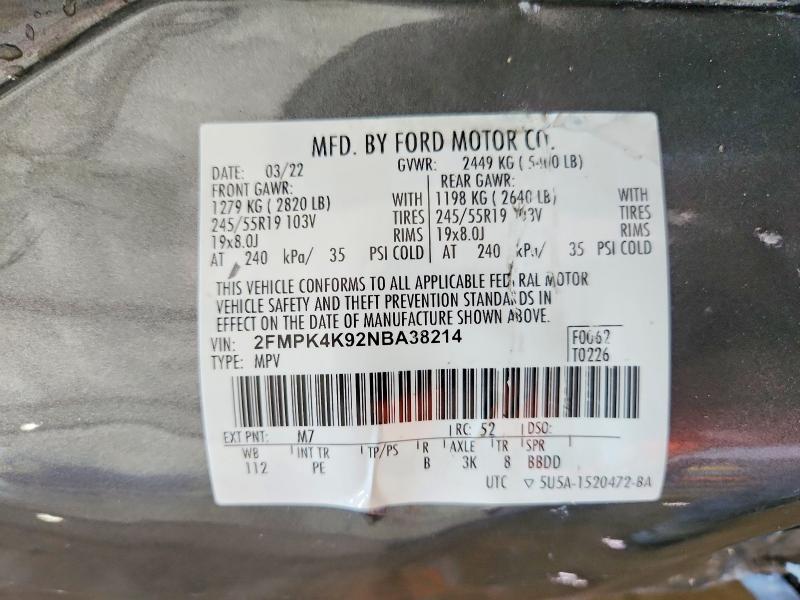 Продажа на аукционе авто 2022 Ford Edge, vin: 2FMPK4K92NBA38214, номер лота: 50272326