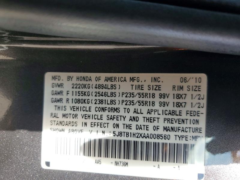 Продаж на аукціоні авто 2010 Acura Rdx, vin: 5J8TB1H2XAA008560, номер лоту: 49552496