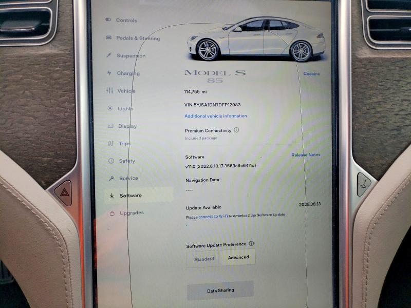 50457696 :رقم المزاد ، 5YJSA1DN7DFP12983 vin ، 2013 Tesla Model S مزاد بيع