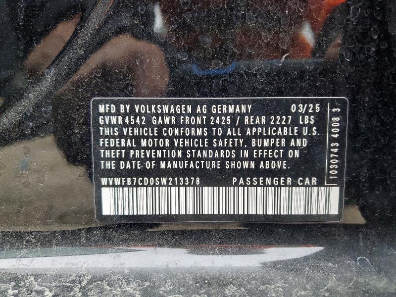 Aukcja sprzedaży 2025 Volkswagen Golf R, vin: WVWFB7CD0SW213378, numer aukcji: 47005886