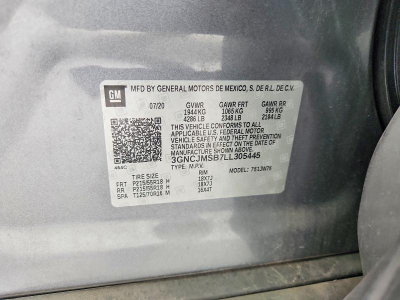 Продажа на аукционе авто 2020 Chevrolet Trax, vin: 3GNCJMSB7LL305445, номер лота: 49920286