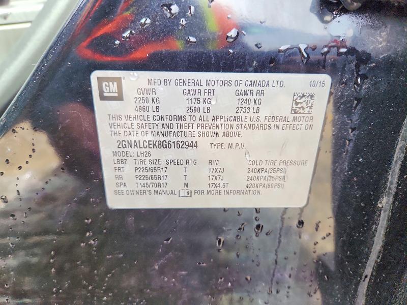 50282256 :رقم المزاد ، 2GNALCEK8G6162944 vin ، 2016 Chevrolet Equinox مزاد بيع