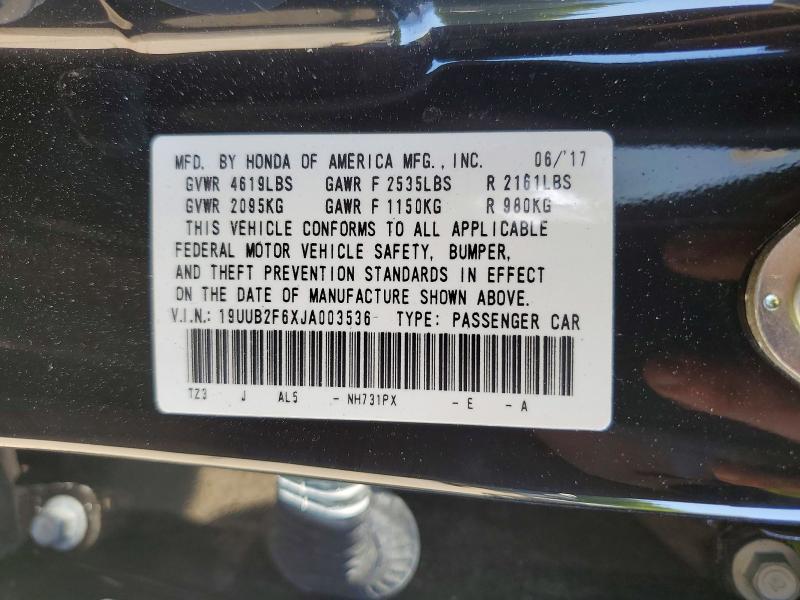 2018 Acura Tlx მანქანა იყიდება აუქციონზე, vin: 19UUB2F6XJA003536, აუქციონის ნომერი: 49958896