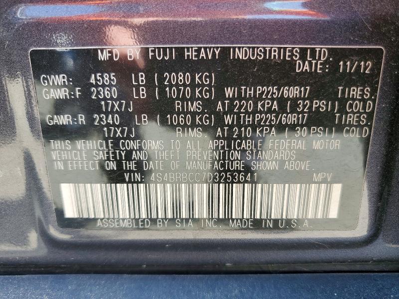 Aukcja sprzedaży 2013 Subaru Outback, vin: 4S4BRBCC7D3253641, numer aukcji: 48802626