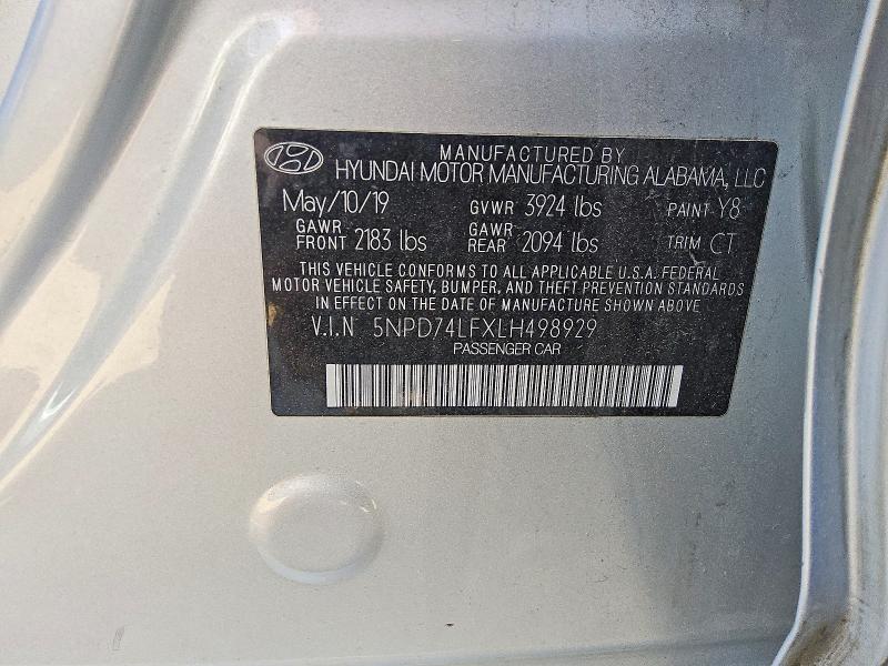 Aukcja sprzedaży 2020 Hyundai Elantra, vin: 5NPD74LFXLH498929, numer aukcji: 47511476