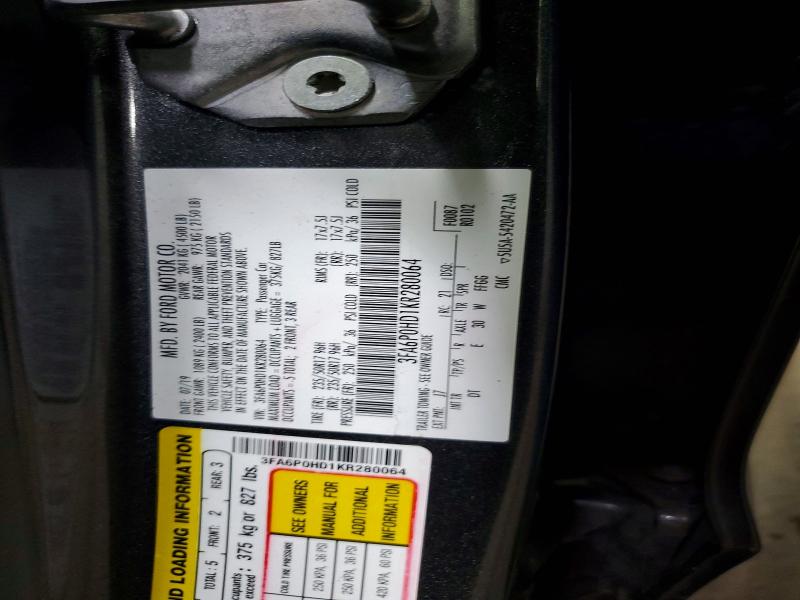 Продаж на аукціоні авто 2019 Ford Fusion, vin: 3FA6P0HD1KR280064, номер лоту: 49989426