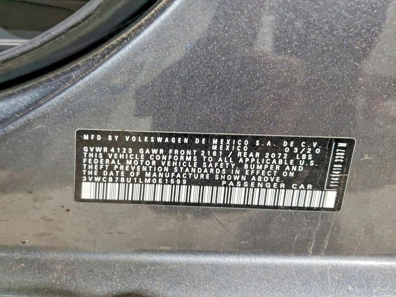 Продажа на аукционе авто 2020 Volkswagen Jetta, vin: 3VWCB7BU1LM051599, номер лота: 48783026