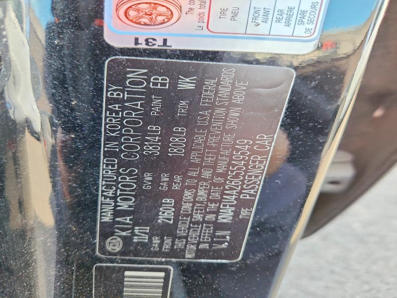 48877356 :رقم المزاد ، KNAFU4A26C5549549 vin ، 2012 Kia Forte مزاد بيع