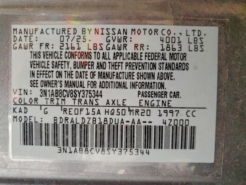 2025 Nissan Sentra მანქანა იყიდება აუქციონზე, vin: 3N1AB8CV8SY375344, აუქციონის ნომერი: 49633636