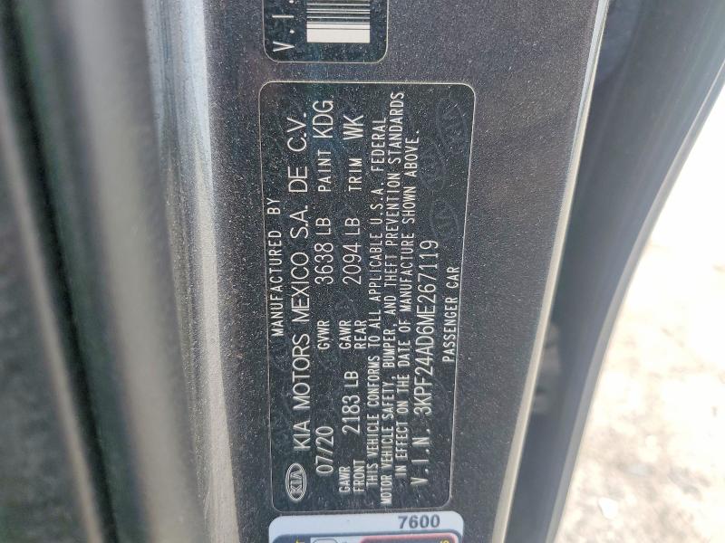 2021 Kia Forte მანქანა იყიდება აუქციონზე, vin: 3KPF24AD6ME267119, აუქციონის ნომერი: 49823296