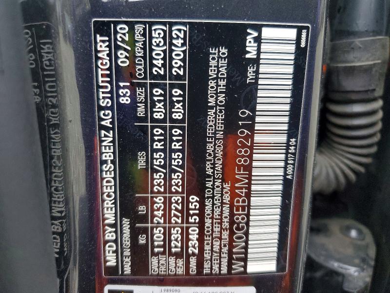 Продажа на аукционе авто 2021 Mercedes-benz Glc, vin: W1N0G8EB4MF882919, номер лота: 49501136