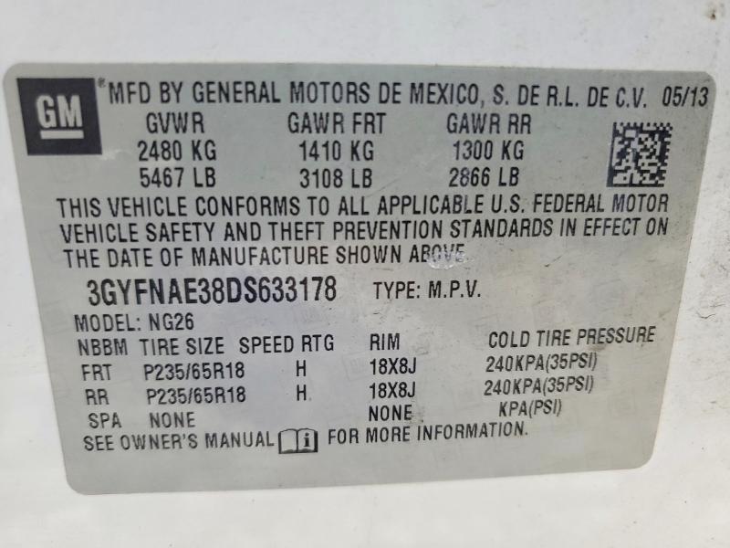 Aukcja sprzedaży 2013 Cadillac Srx, vin: 3GYFNAE38DS633178, numer aukcji: 48832976