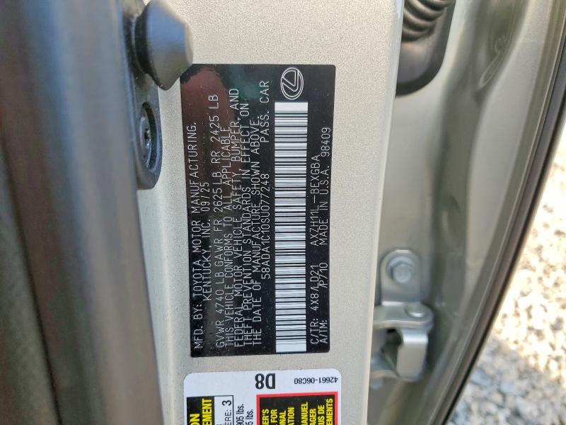 49430516 :رقم المزاد ، 58ADA1C10SU077248 vin ، 2025 Lexus Es 300h مزاد بيع