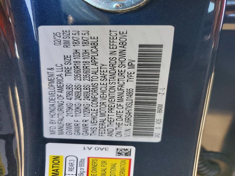 2025 Honda Cr-v მანქანა იყიდება აუქციონზე, vin: 5J6RS4H7XSL014865, აუქციონის ნომერი: 51407506