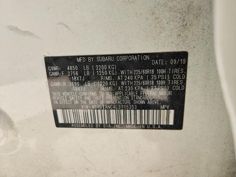 Продажа на аукционе авто 2020 Subaru Outback, vin: 4S4BTANC4L3115353, номер лота: 51445196