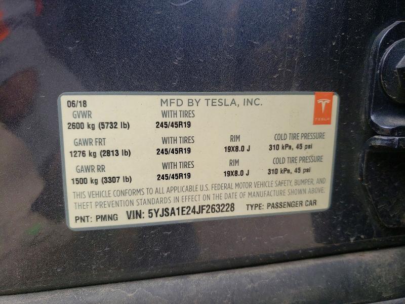 Aukcja sprzedaży 2018 Tesla Model S, vin: 5YJSA1E24JF263228, numer aukcji: 50919766