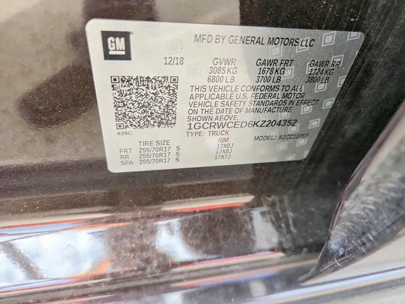 Продажа на аукционе авто 2019 Chevrolet Silverado, vin: 1GCRWCED6KZ204352, номер лота: 51456826