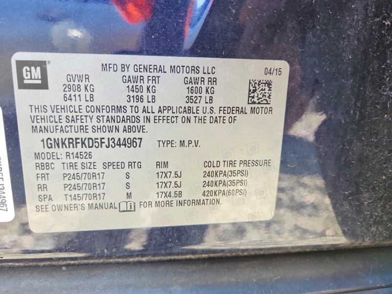 Продаж на аукціоні авто 2015 Chevrolet Traverse, vin: 1GNKRFKD5FJ344967, номер лоту: 51081326