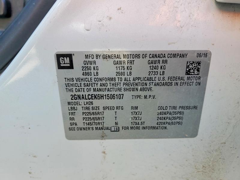 Продажа на аукционе авто 2017 Chevrolet Equinox, vin: 2GNALCEK6H1506107, номер лота: 48987616