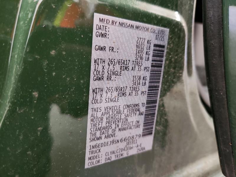 48481266 :رقم المزاد ، 1N6ED1EJ9SN660879 vin ، 2025 Nissan Frontier مزاد بيع